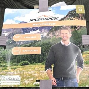 NEW Adventuridge Mens Casual Pullover,Size M color green crew neck elastic cuffs
